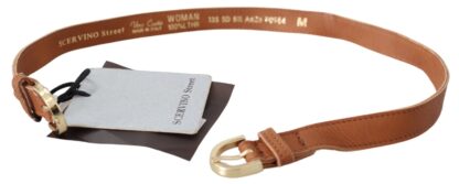 Scervino Street - Elegant Brown Leather Double Buckle Belt