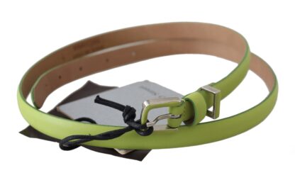 Scervino Street - Classic Green Leather Belt with Silver-Tone Hardware