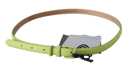 Scervino Street - Classic Green Leather Belt with Silver-Tone Hardware