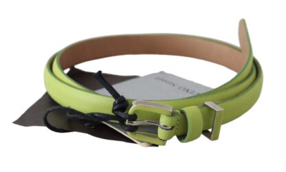 Scervino Street - Classic Green Leather Belt with Silver-Tone Hardware