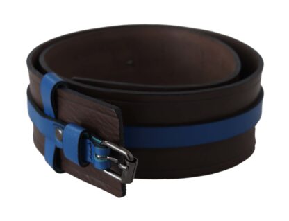 Costume National - Elegant Brown Leather Belt with Blue Lining