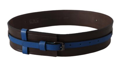 Costume National - Elegant Brown Leather Belt with Blue Lining