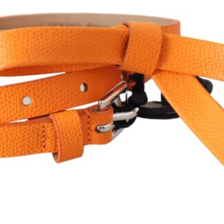 Dolce & Gabbana Chic Orange Leather Bag Strap with Gold-Tone Clasps