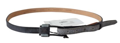 Ermanno Scervino - Chic Gray Fur-Trimmed Leather Belt