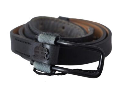 Ermanno Scervino - Chic Gray Fur-Trimmed Leather Belt