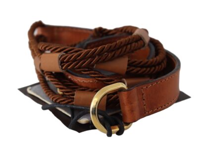 Scervino Street - Elegant Braided Leather Belt in Dark Brown