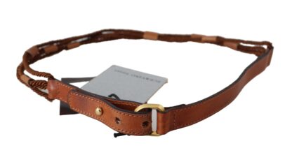 Scervino Street - Elegant Braided Leather Belt in Dark Brown