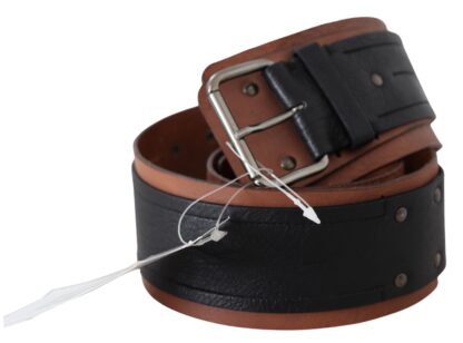 Costume National - Elegant Leather Fashion Belt in Brown Black