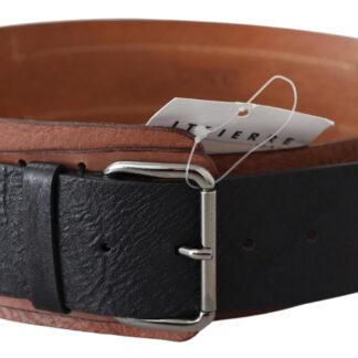 Scervino Street - Elegant Dark Brown Leather Belt with Bronze-Tone Hardware