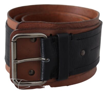 Costume National - Elegant Leather Fashion Belt in Brown Black