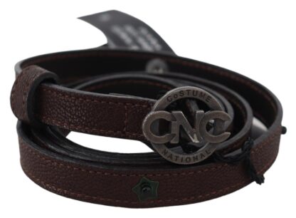 Costume National - Elegant Brown Leather Belt with Rustic Hardware