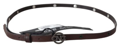 Costume National - Elegant Brown Leather Belt with Rustic Hardware