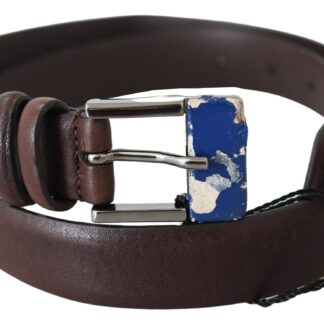 Costume National - Elegant Leather Fashion Belt in Brown Black