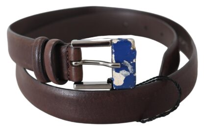 Costume National - Elegant Brown Leather Classic Belt with Silver-Tone Buckle