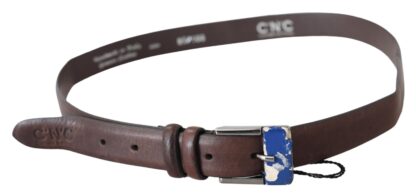 Costume National - Elegant Brown Leather Classic Belt with Silver-Tone Buckle