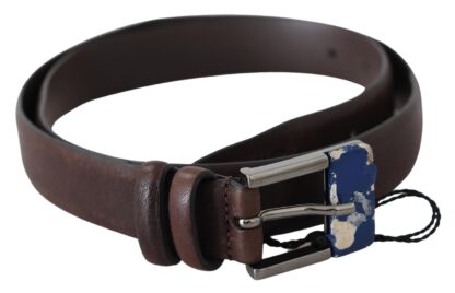 Costume National - Elegant Brown Leather Classic Belt with Silver-Tone Buckle