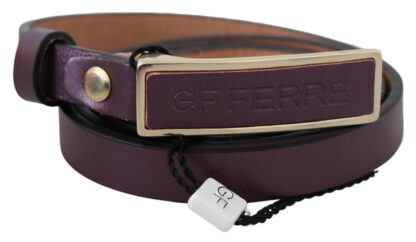 GF Ferre - Elegant Maroon Leather Belt with Gold-Tone Buckle