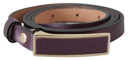 GF Ferre - Elegant Maroon Leather Belt with Gold-Tone Buckle