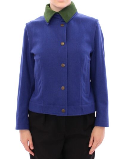 Andrea Incontri - Elegant Blue Wool Jacket with Removable Collar