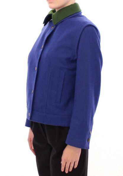 Andrea Incontri - Elegant Blue Wool Jacket with Removable Collar