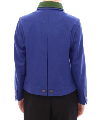 Andrea Incontri - Elegant Blue Wool Jacket with Removable Collar