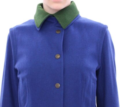 Andrea Incontri - Elegant Blue Wool Jacket with Removable Collar