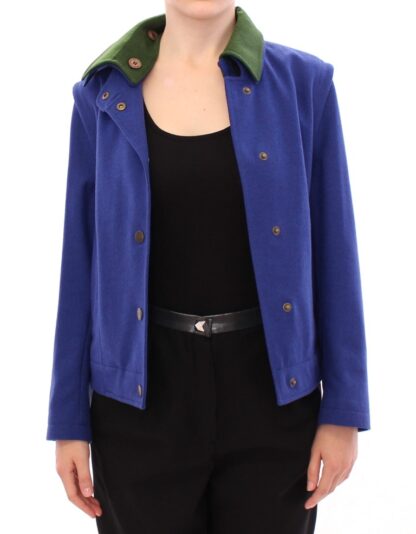 Andrea Incontri - Elegant Blue Wool Jacket with Removable Collar