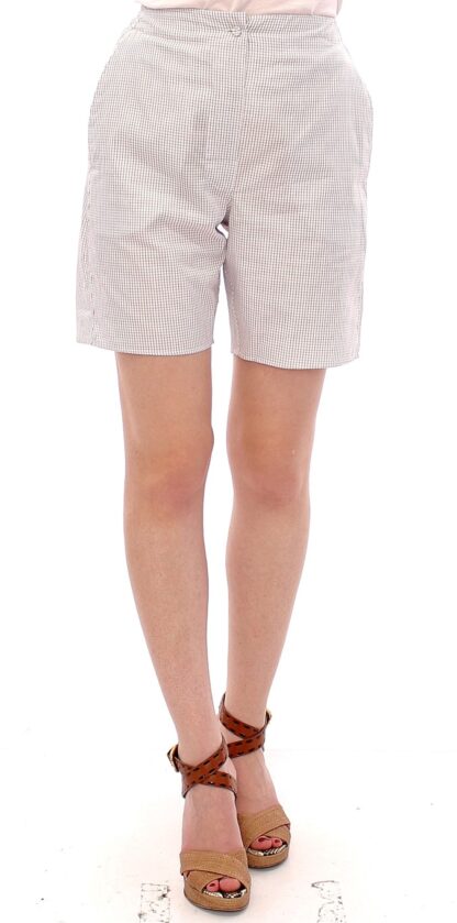 Andrea Incontri - Chic White Checkered Cotton Shorts