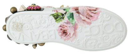 Dolce & Gabbana - Floral Crystal-Embellished Leather Sneakers