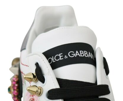 Dolce & Gabbana - Floral Crystal-Embellished Leather Sneakers