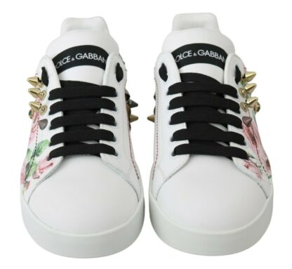 Dolce & Gabbana - Floral Crystal-Embellished Leather Sneakers