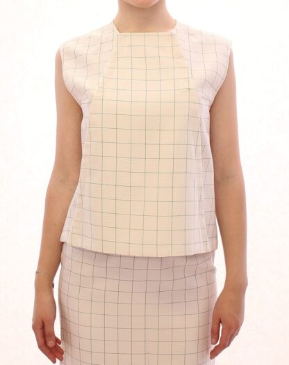 Andrea Incontri - Chic White Sleeveless Cotton Shirt Top