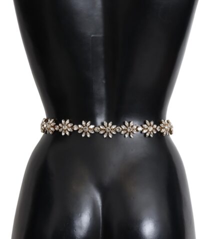 Dolce & Gabbana - Crystal-Embellished White Leather Belt