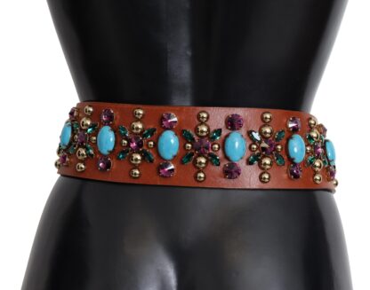 Dolce & Gabbana - Elegant Studded Leather Belt with Gold Accents