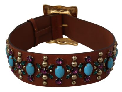 Dolce & Gabbana - Elegant Studded Leather Belt with Gold Accents