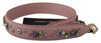 Dolce & Gabbana - Pink Crystal Leather Shoulder Strap Accessory