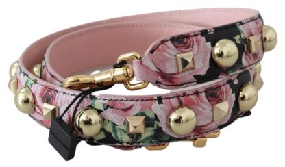 Dolce & Gabbana - Floral Gold Stud Leather Strap in Pink