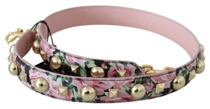 Dolce & Gabbana - Floral Gold Stud Leather Strap in Pink