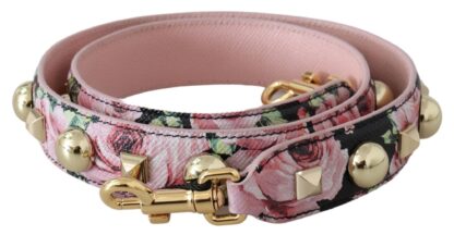 Dolce & Gabbana - Floral Gold Stud Leather Strap in Pink