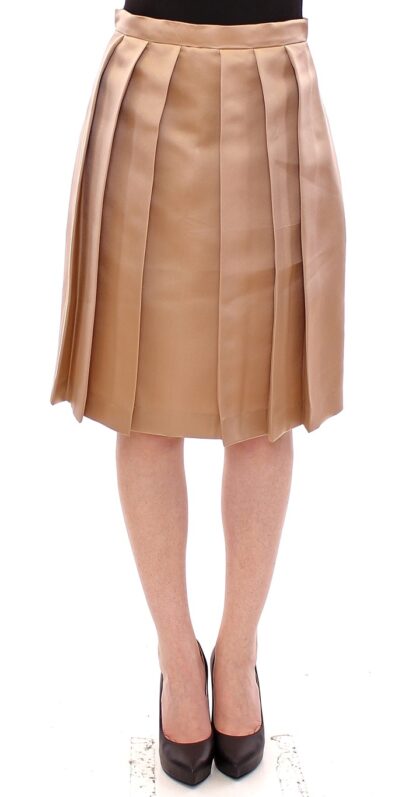 Andrea Incontri - Elegant Silk Pleated Knee-Length Skirt