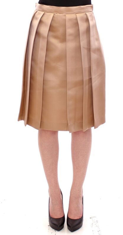 Andrea Incontri - Elegant Silk Pleated Knee-Length Skirt