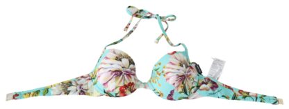 Dolce & Gabbana - Chic Mint Green Floral Bikini Top