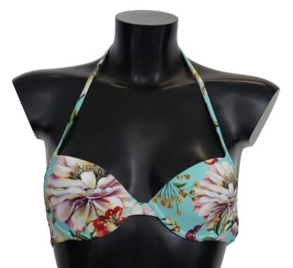 Dolce & Gabbana - Chic Mint Green Floral Bikini Top