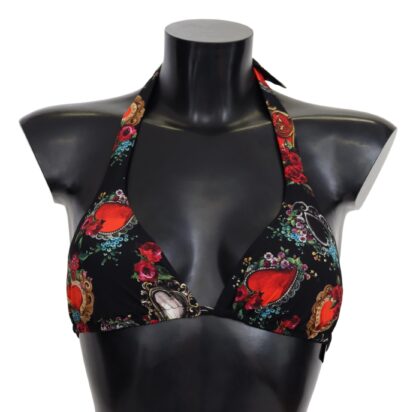 Dolce & Gabbana - Chic Heart Print Bikini Top - Black Elegance