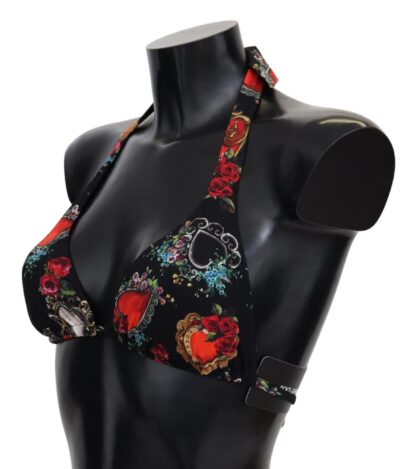 Dolce & Gabbana - Chic Heart Print Bikini Top - Black Elegance