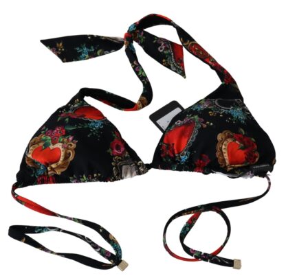 Dolce & Gabbana - Chic Heart Print Bikini Top - Black Elegance