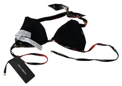 Dolce & Gabbana - Chic Heart Print Bikini Top - Black Elegance