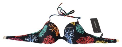 Dolce & Gabbana - Chic Black Coral Print Bikini Top