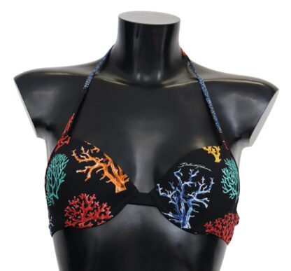 Dolce & Gabbana - Chic Black Coral Print Bikini Top