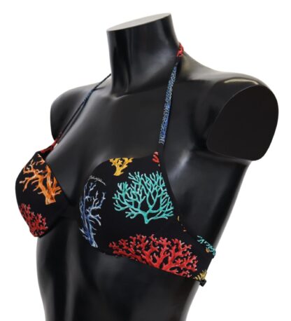 Dolce & Gabbana - Chic Black Coral Print Bikini Top